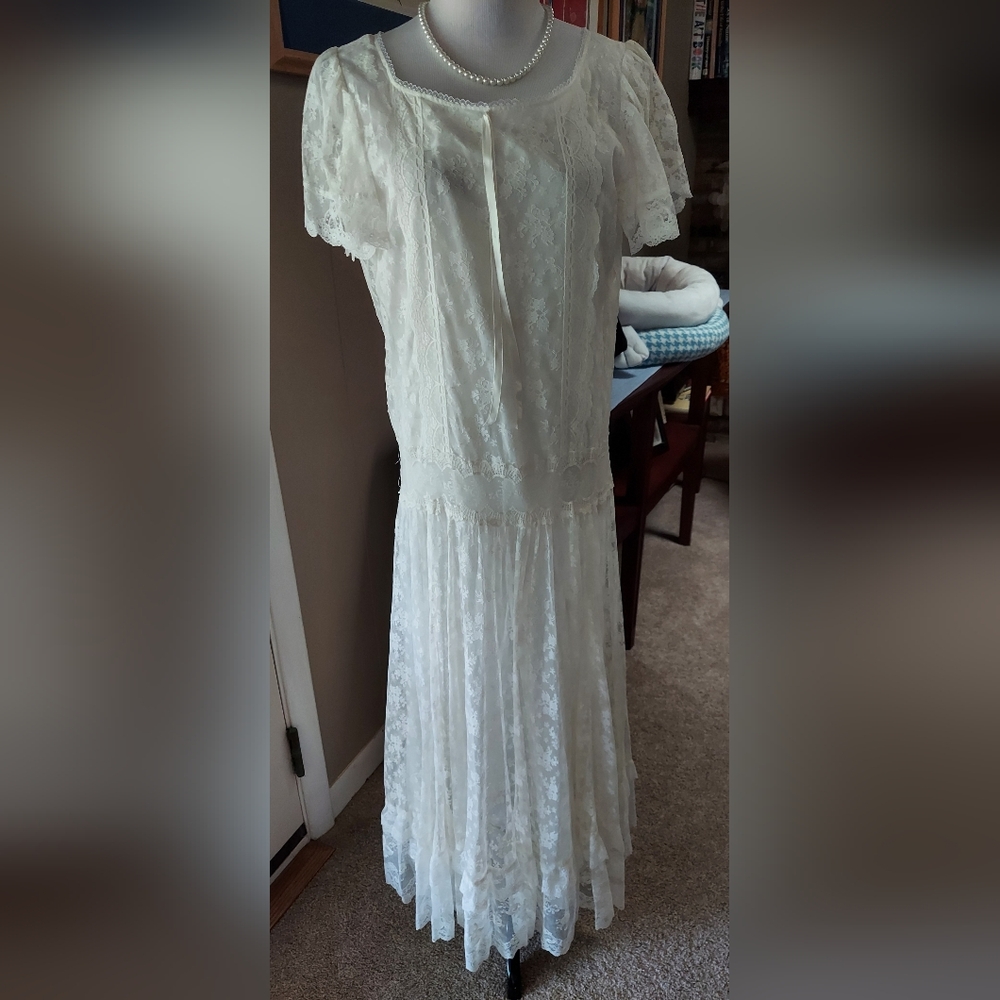 Stunning Jessica McClintock Lace Gatsby Garden Party Dress M/L Price Firm